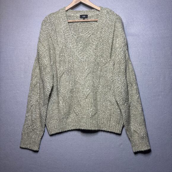 LINE Alpaca Wool Blend Sweater S Deep V Elevated Neutral Cozy Quiet Luxury Warm - Picture 1 of 7